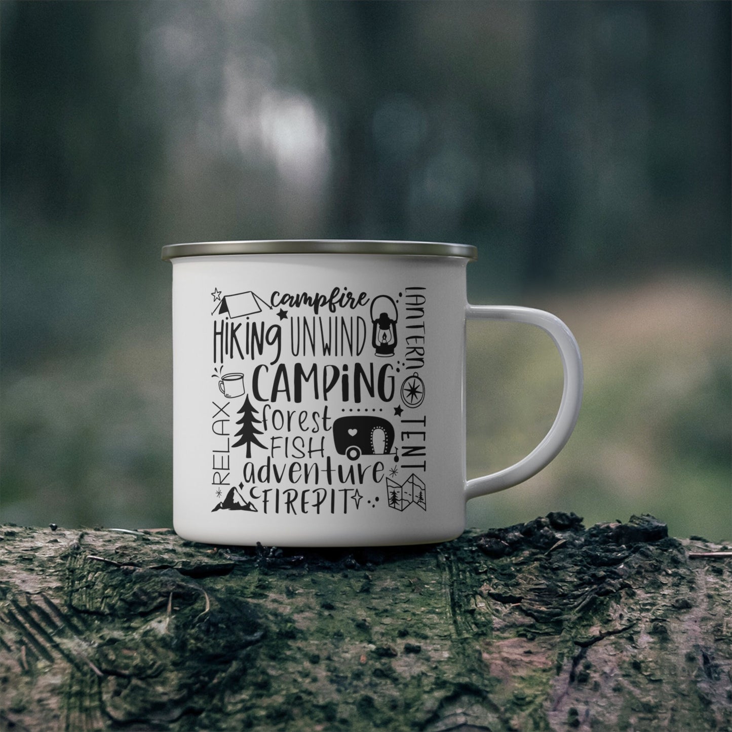 Camping Subway Enamel Camping Mug, Gift Mug, Inspirational Camping Mug, Mug with Camping Quotes, Stainless Steel Camping Mug 12oz