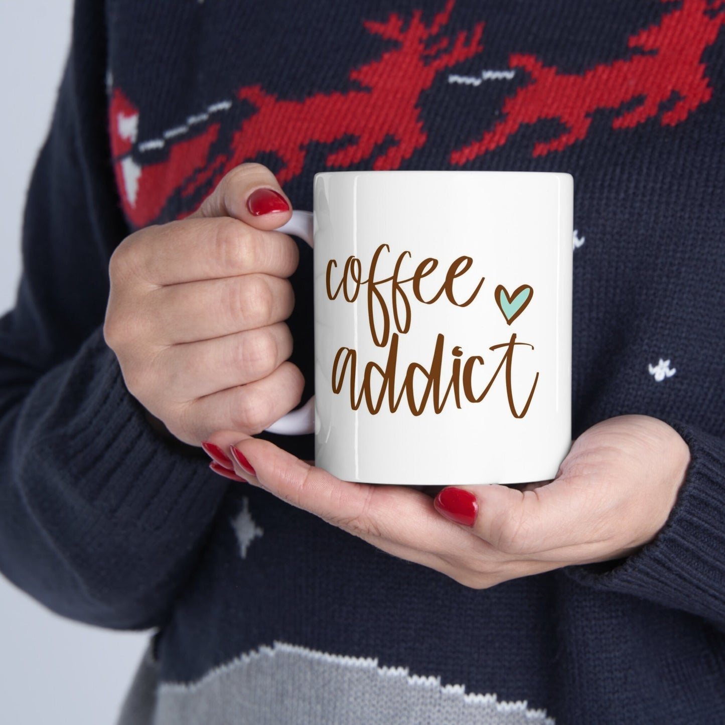 Coffee Addict Heart Mug, Inspirational Mug, Gift Coffee Mug, Coffee Quotes Mug, Cup for Coffee or Tea, Ceramic Coffee Mug 11oz