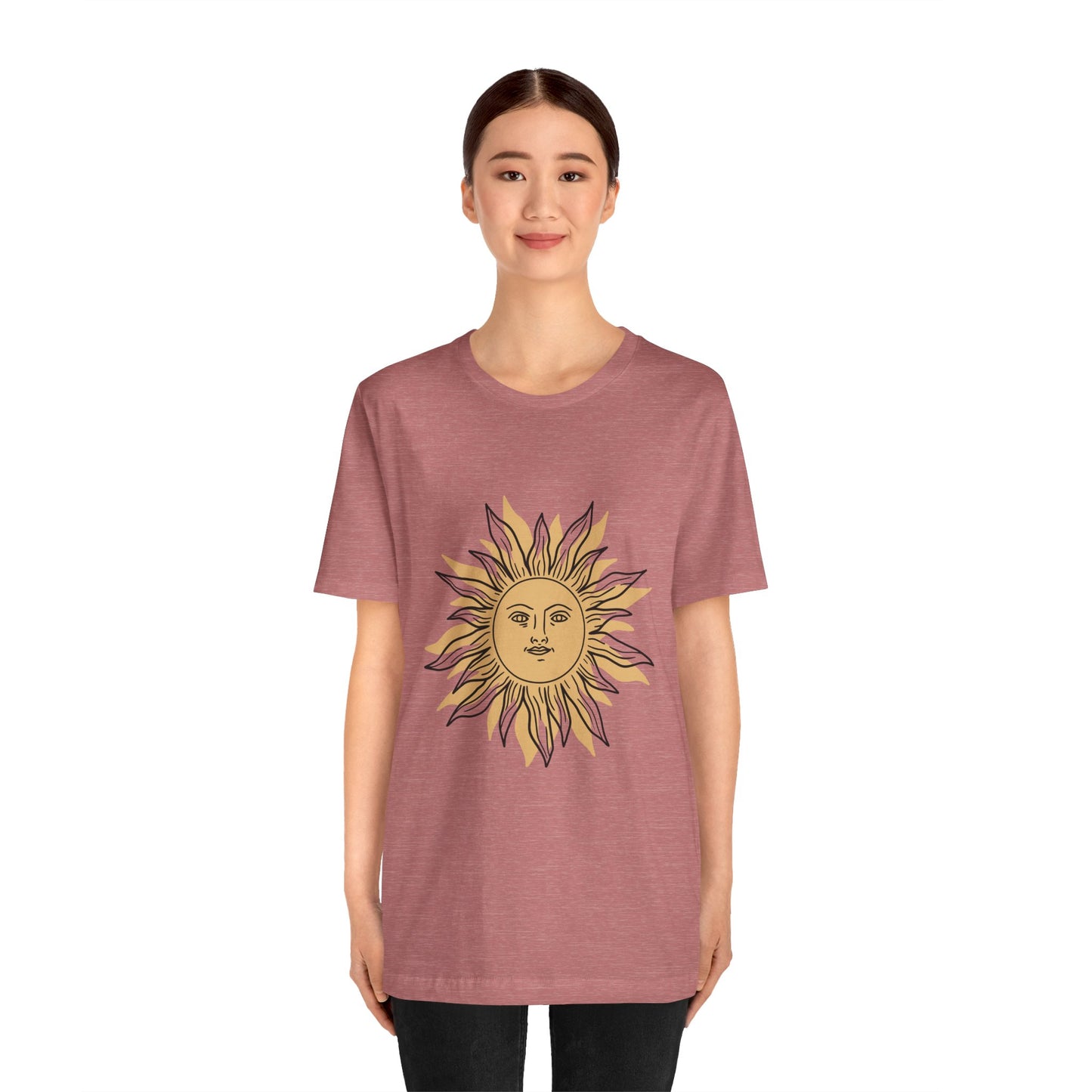 Sun Face T-shirt, Mystical Shirt, Boho T-shirt, Solar T-shirt, Moon and Stars T-Shirt, Bohemian T-shirt, Astrologic Shirt, Gift for Her