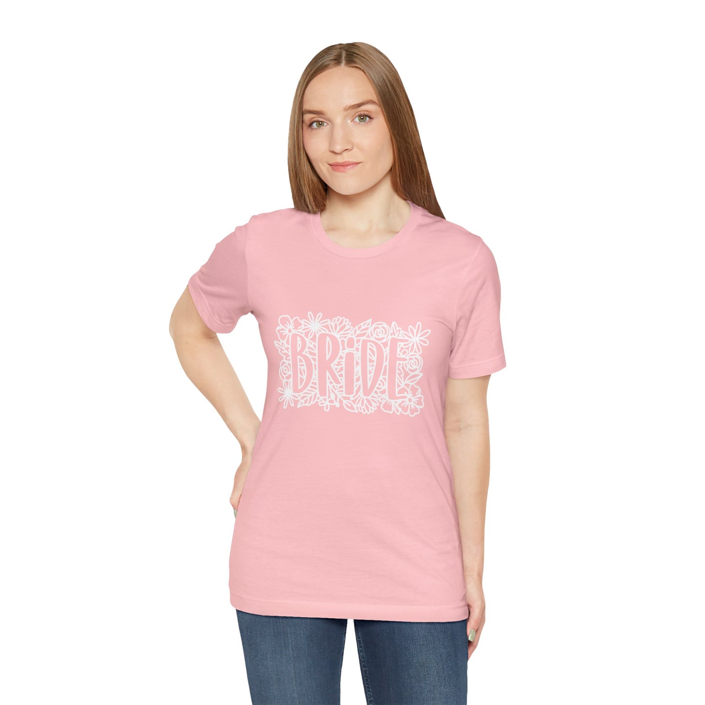 Floral Bride T-shirt, Bride Flowers Shirt, Wedding Shirt, Bride Tee, Bridal Shower Shirt, Gift Shirt for Bride, Bachelorette Party Shirt