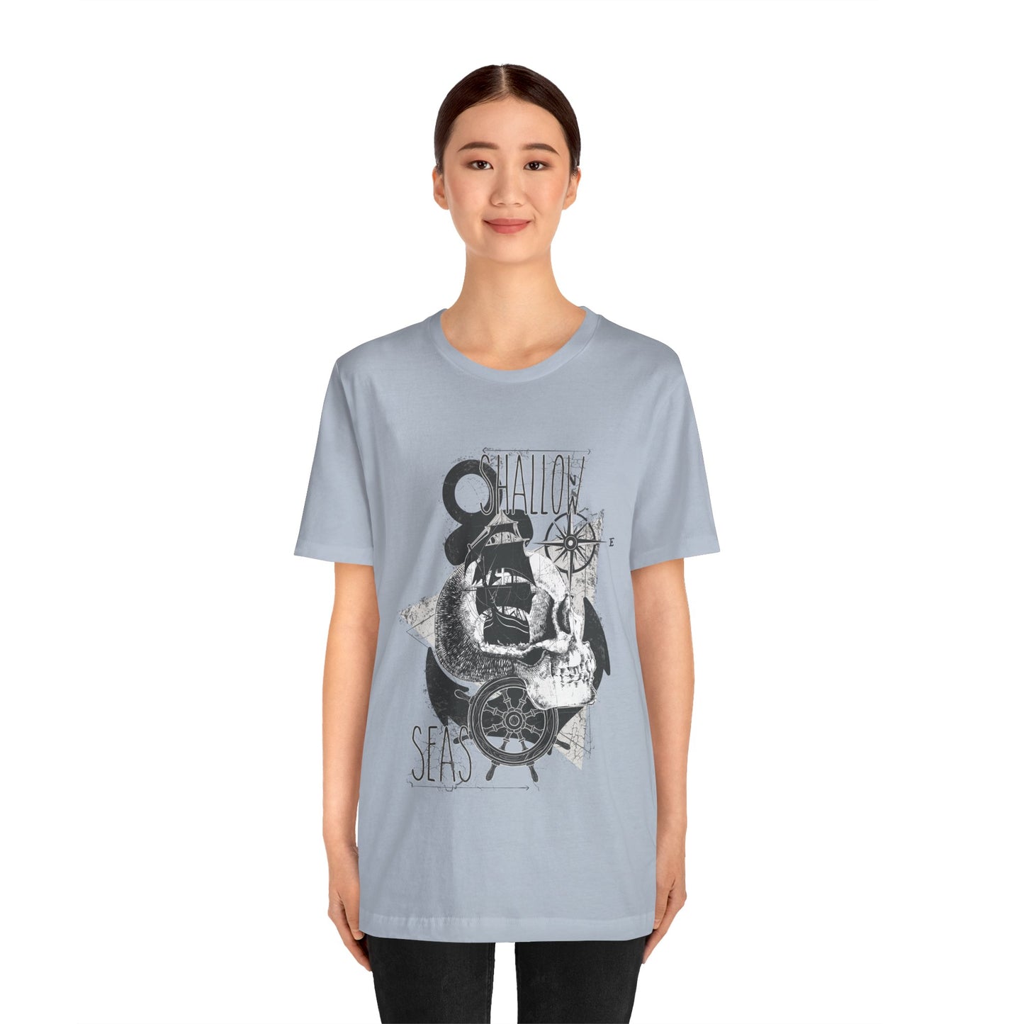 Shallow Seas T-shirt, Sea T-shirt, Nautical Shirt, Skull Shirt, T-shirt with Compass, Sea Shirt, Travel T-Shirt, Outdoors Shirt