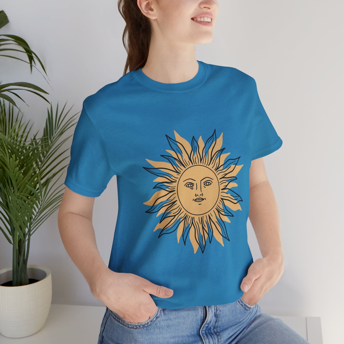 Sun Face T-shirt, Mystical Shirt, Boho T-shirt, Solar T-shirt, Moon and Stars T-Shirt, Bohemian T-shirt, Astrologic Shirt, Gift for Her