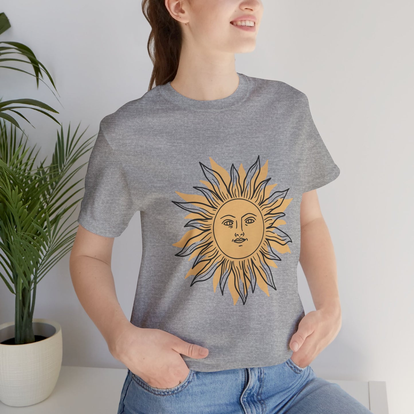 Sun Face T-shirt, Mystical Shirt, Boho T-shirt, Solar T-shirt, Moon and Stars T-Shirt, Bohemian T-shirt, Astrologic Shirt, Gift for Her
