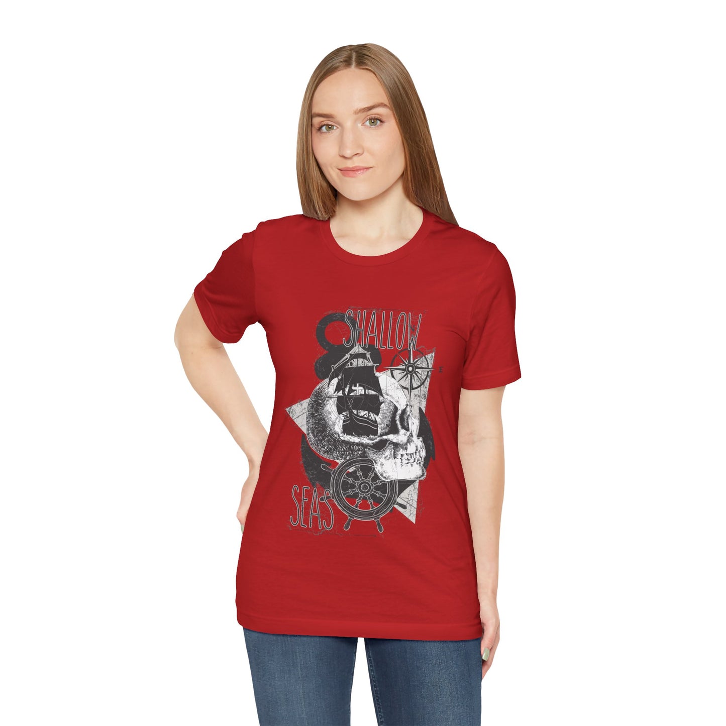 Shallow Seas T-shirt, Sea T-shirt, Nautical Shirt, Skull Shirt, T-shirt with Compass, Sea Shirt, Travel T-Shirt, Outdoors Shirt