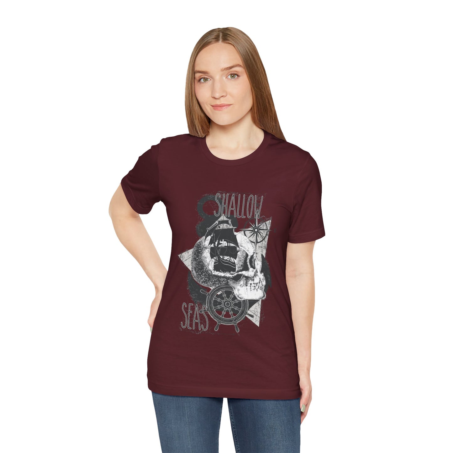 Shallow Seas T-shirt, Sea T-shirt, Nautical Shirt, Skull Shirt, T-shirt with Compass, Sea Shirt, Travel T-Shirt, Outdoors Shirt