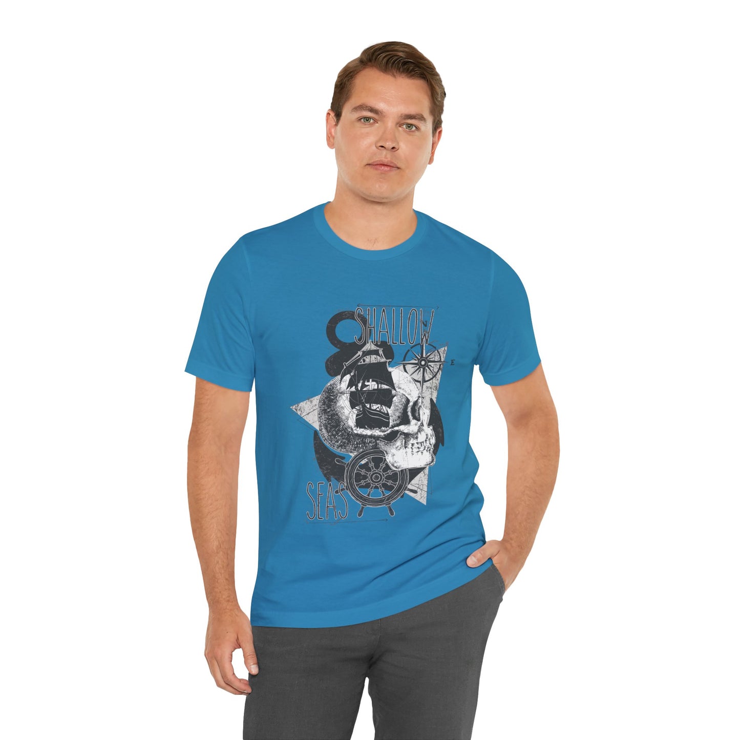 Shallow Seas T-shirt, Sea T-shirt, Nautical Shirt, Skull Shirt, T-shirt with Compass, Sea Shirt, Travel T-Shirt, Outdoors Shirt