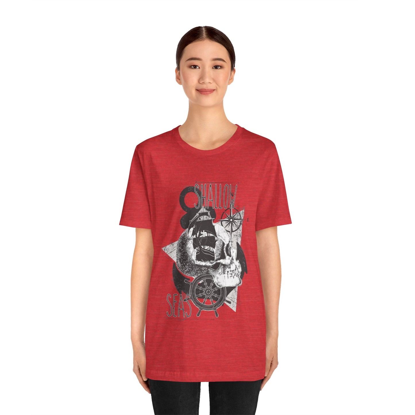 Shallow Seas T-shirt, Sea T-shirt, Nautical Shirt, Skull Shirt, T-shirt with Compass, Sea Shirt, Travel T-Shirt, Outdoors Shirt