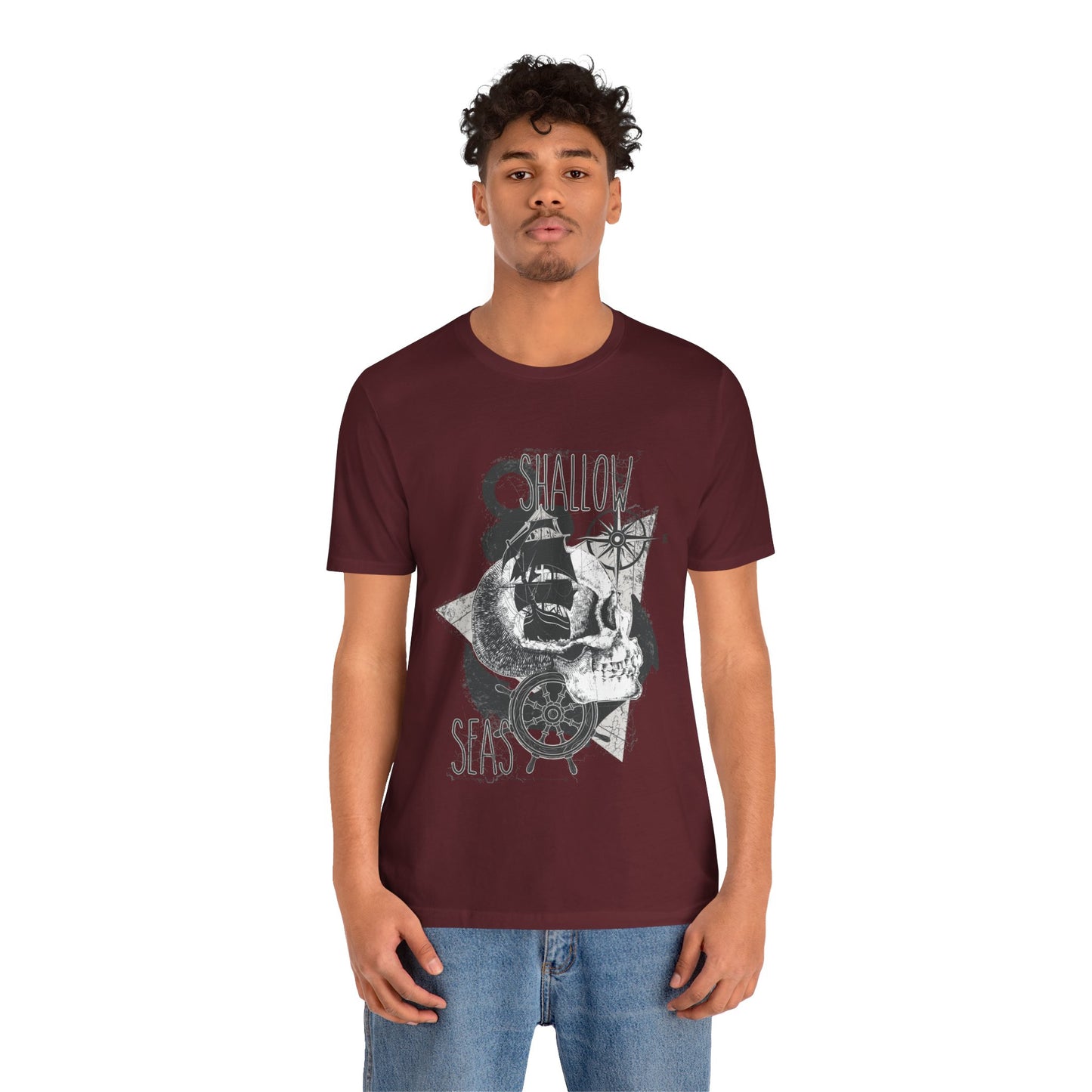 Shallow Seas T-shirt, Sea T-shirt, Nautical Shirt, Skull Shirt, T-shirt with Compass, Sea Shirt, Travel T-Shirt, Outdoors Shirt