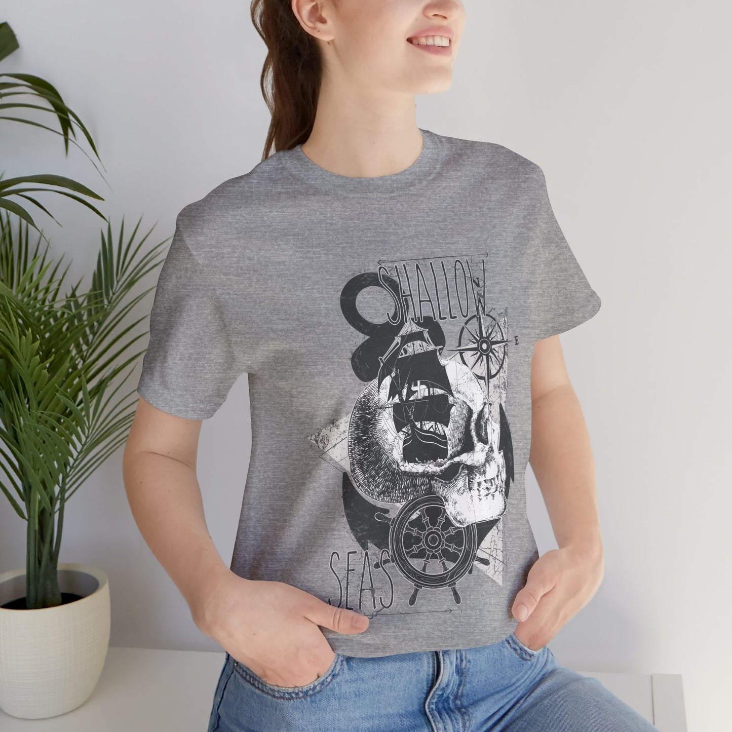 Shallow Seas T-shirt, Sea T-shirt, Nautical Shirt, Skull Shirt, T-shirt with Compass, Sea Shirt, Travel T-Shirt, Outdoors Shirt