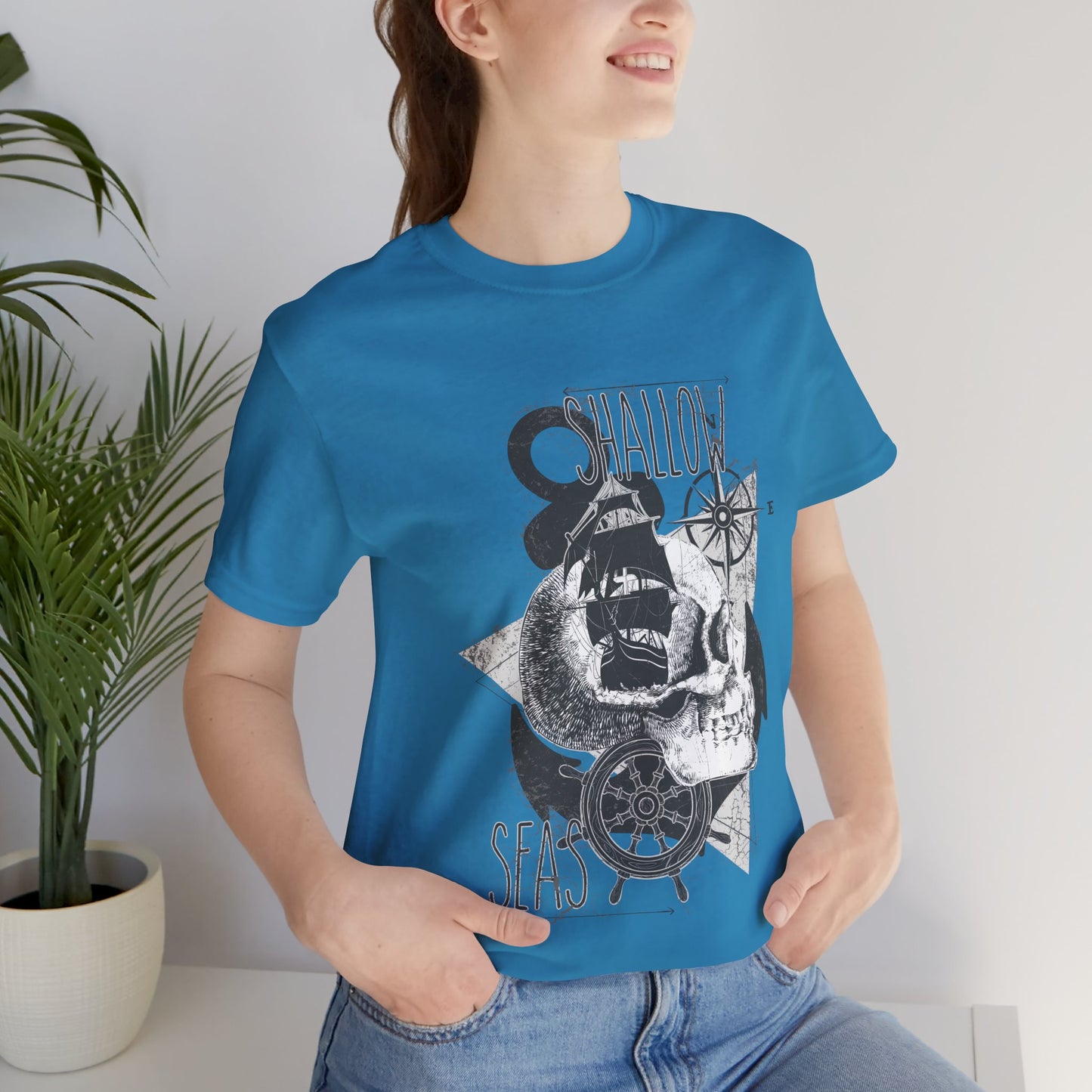 Shallow Seas T-shirt, Sea T-shirt, Nautical Shirt, Skull Shirt, T-shirt with Compass, Sea Shirt, Travel T-Shirt, Outdoors Shirt