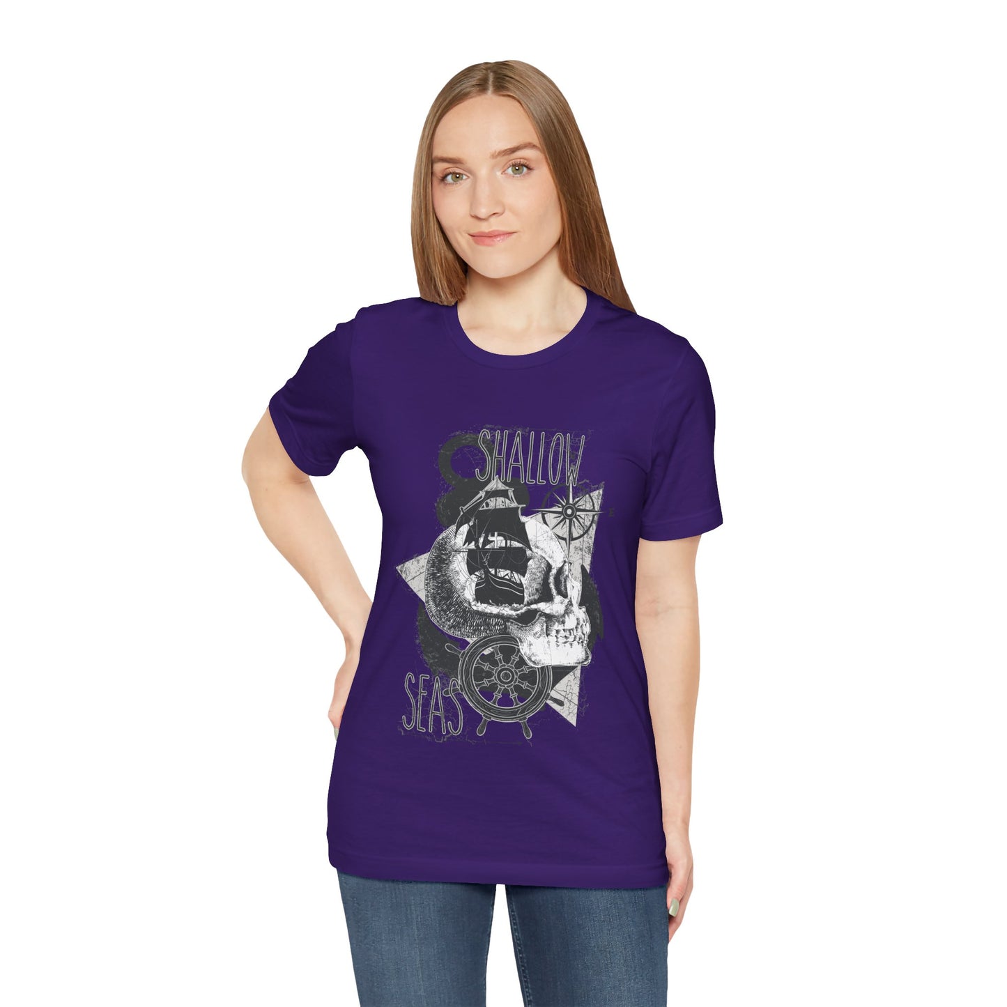 Shallow Seas T-shirt, Sea T-shirt, Nautical Shirt, Skull Shirt, T-shirt with Compass, Sea Shirt, Travel T-Shirt, Outdoors Shirt