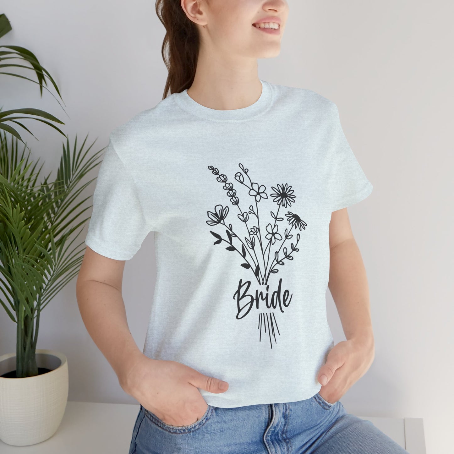 Bride T-shirt, Wedding Shirt, Wildflower Bouquet Floral Shirt, Bride Tee, Bachelorette Shirt, Gift Shirt for Bride, Bridal Shower Shirt