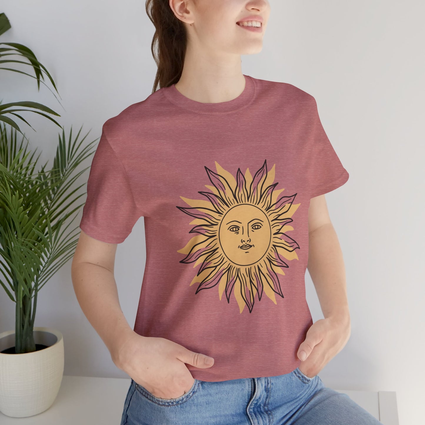 Sun Face T-shirt, Mystical Shirt, Boho T-shirt, Solar T-shirt, Moon and Stars T-Shirt, Bohemian T-shirt, Astrologic Shirt, Gift for Her