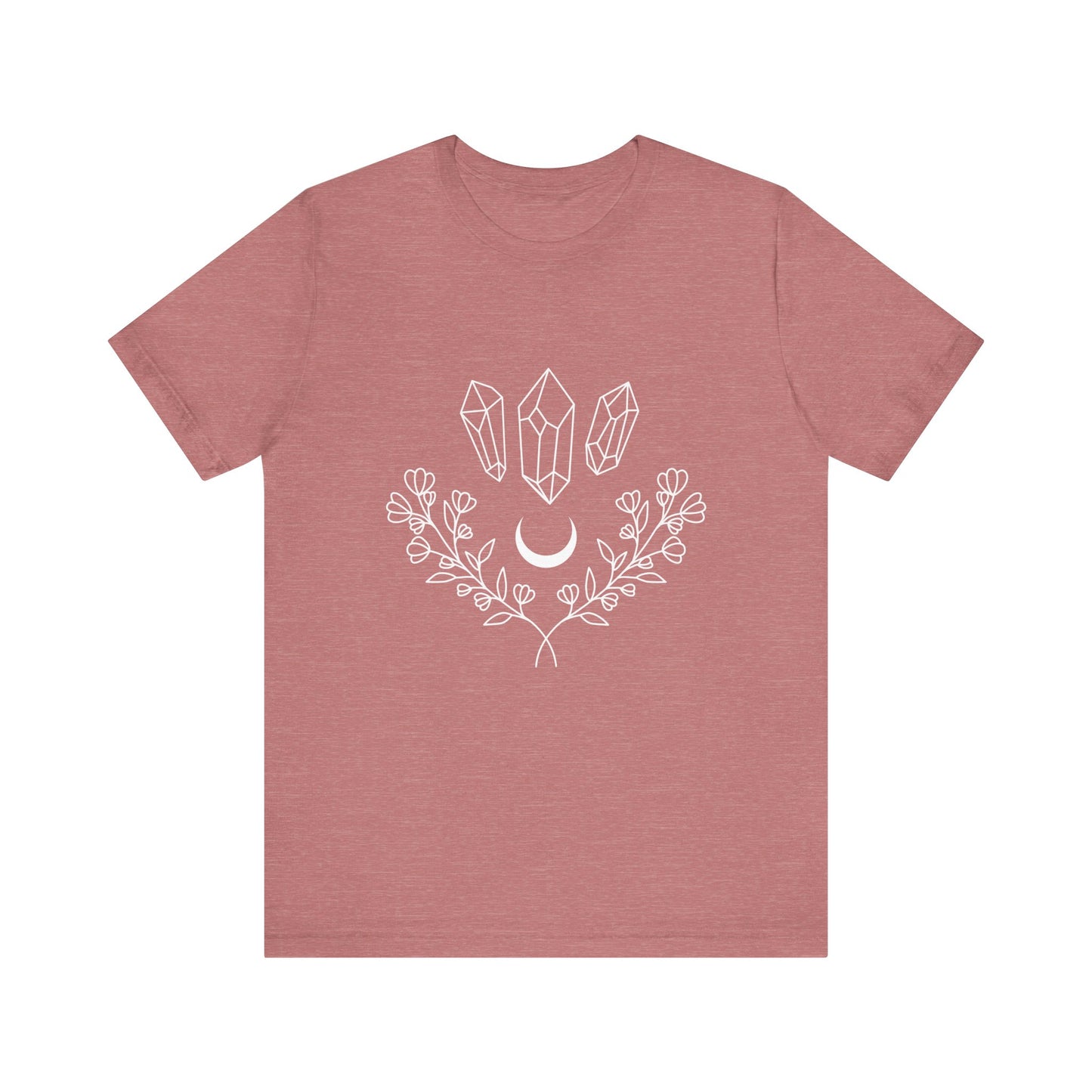 Crystal Floral T-shirt, Mystical Shirt, Boho T-shirt, Inspirational T-shirt, Bohemian T-shirt, Moon and Stars T-Shirt, Gift for Her