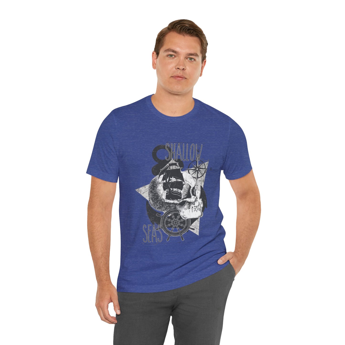 Shallow Seas T-shirt, Sea T-shirt, Nautical Shirt, Skull Shirt, T-shirt with Compass, Sea Shirt, Travel T-Shirt, Outdoors Shirt