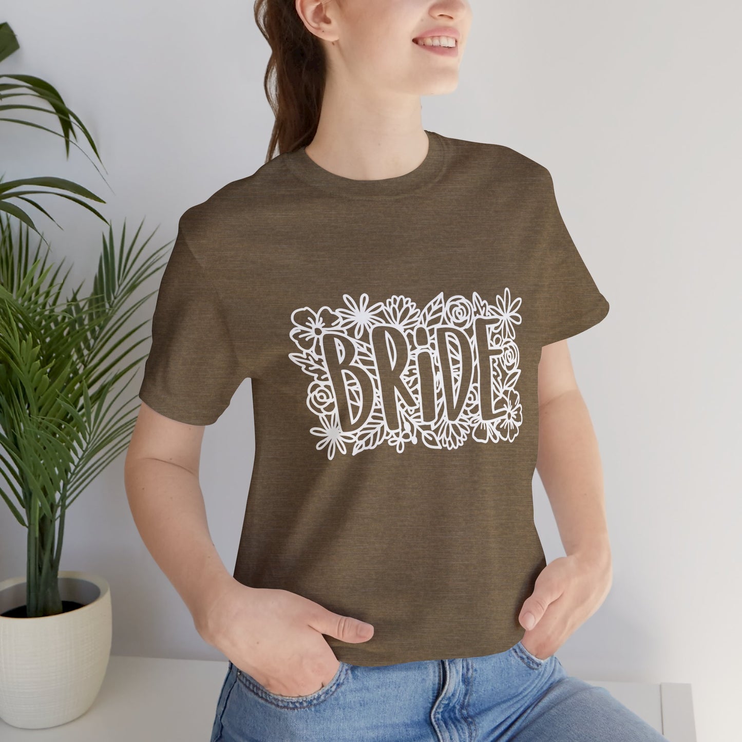 Floral Bride T-shirt, Bride Flowers Shirt, Wedding Shirt, Bride Tee, Bridal Shower Shirt, Gift Shirt for Bride, Bachelorette Party Shirt