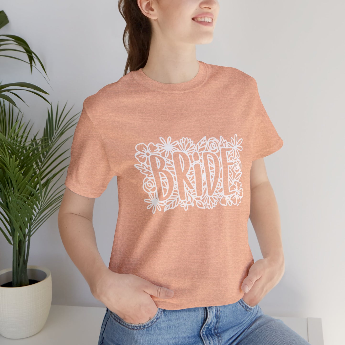 Floral Bride T-shirt, Bride Flowers Shirt, Wedding Shirt, Bride Tee, Bridal Shower Shirt, Gift Shirt for Bride, Bachelorette Party Shirt