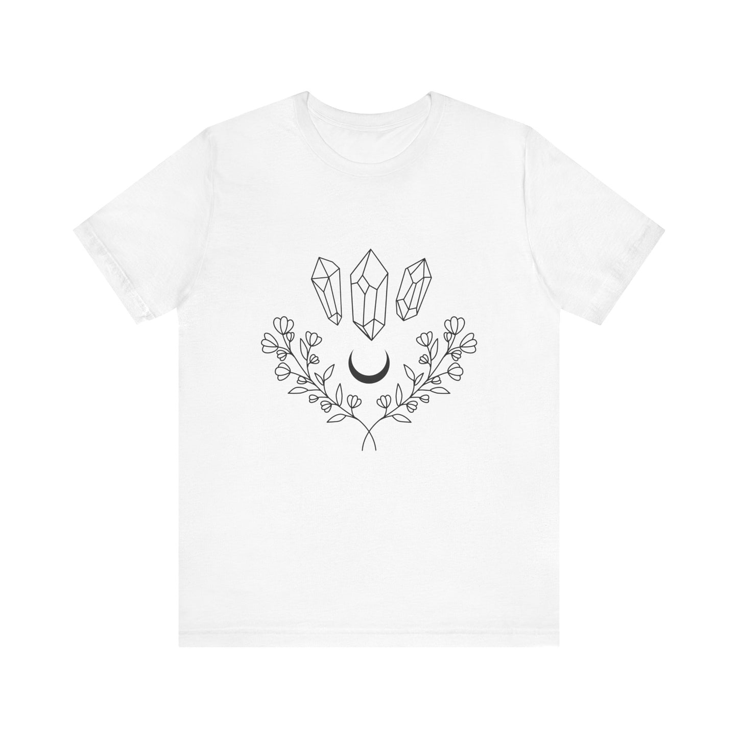 Crystal Floral T-shirt, Mystical Shirt, Boho T-shirt, Inspirational T-shirt, Bohemian T-shirt, Moon and Stars T-Shirt, Gift for Her