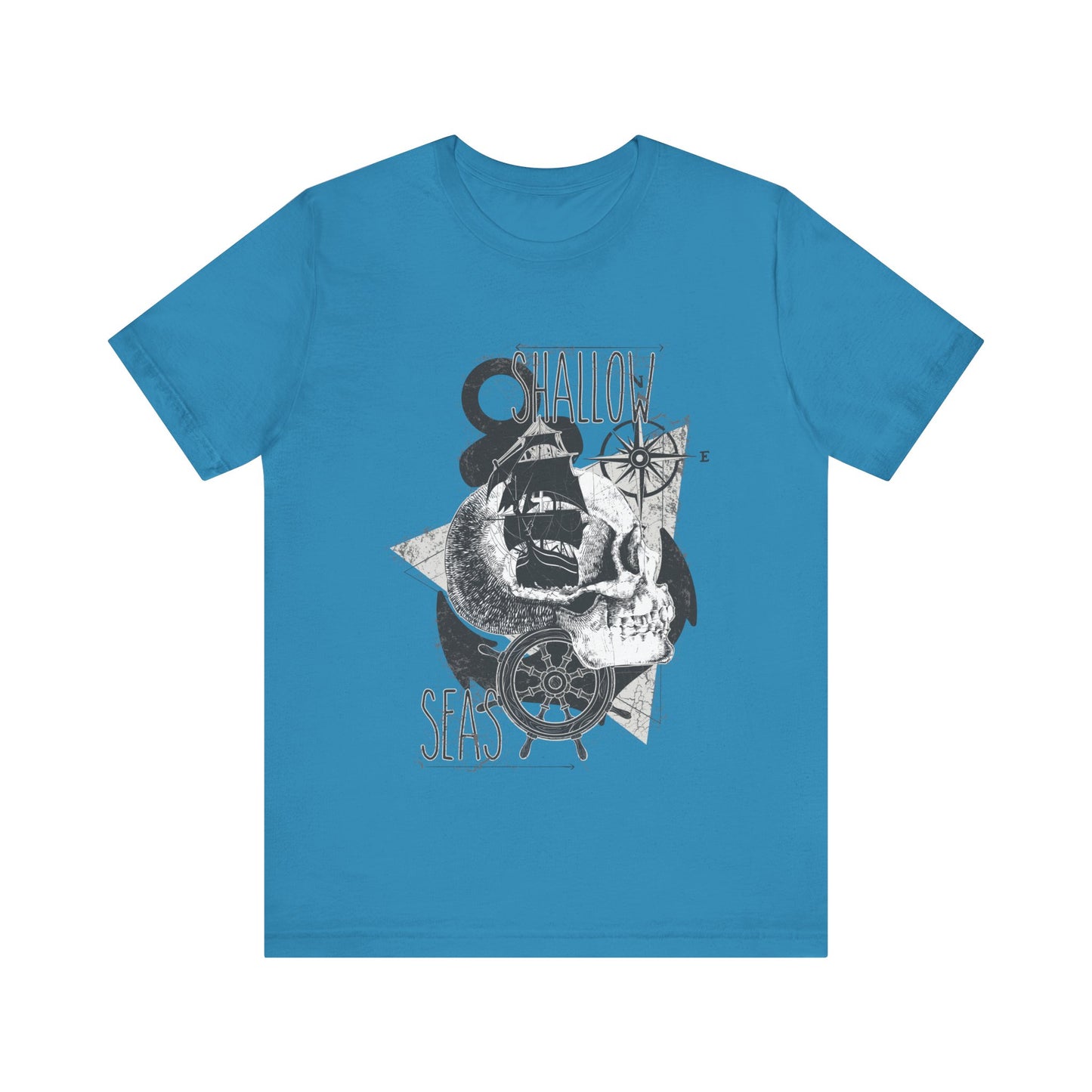 Shallow Seas T-shirt, Sea T-shirt, Nautical Shirt, Skull Shirt, T-shirt with Compass, Sea Shirt, Travel T-Shirt, Outdoors Shirt