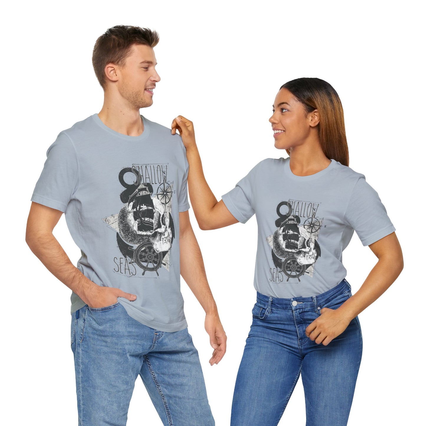 Shallow Seas T-shirt, Sea T-shirt, Nautical Shirt, Skull Shirt, T-shirt with Compass, Sea Shirt, Travel T-Shirt, Outdoors Shirt