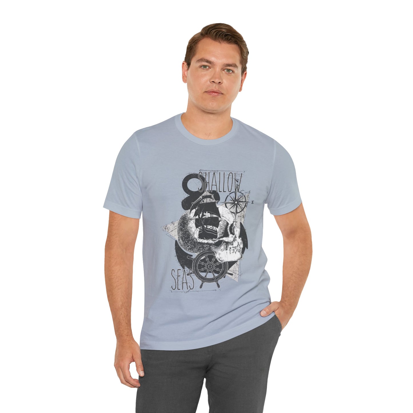 Shallow Seas T-shirt, Sea T-shirt, Nautical Shirt, Skull Shirt, T-shirt with Compass, Sea Shirt, Travel T-Shirt, Outdoors Shirt