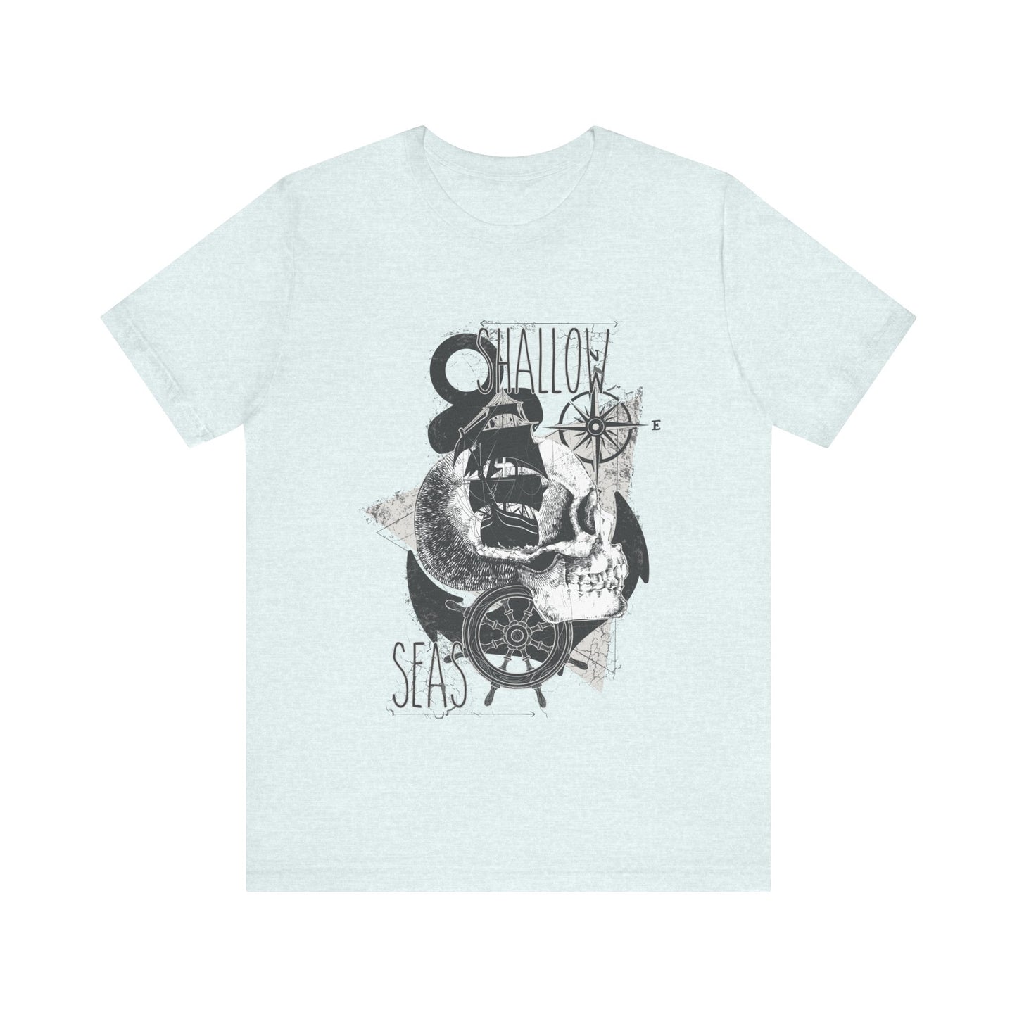 Shallow Seas T-shirt, Sea T-shirt, Nautical Shirt, Skull Shirt, T-shirt with Compass, Sea Shirt, Travel T-Shirt, Outdoors Shirt