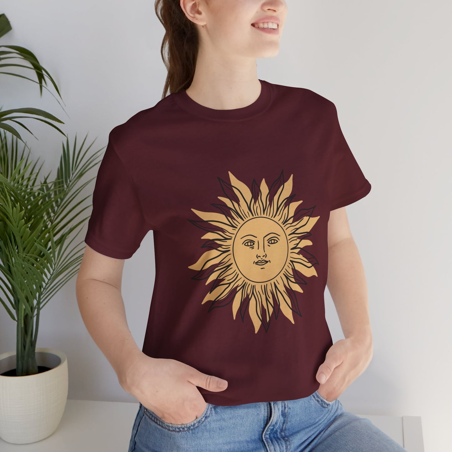 Sun Face T-shirt, Mystical Shirt, Boho T-shirt, Solar T-shirt, Moon and Stars T-Shirt, Bohemian T-shirt, Astrologic Shirt, Gift for Her