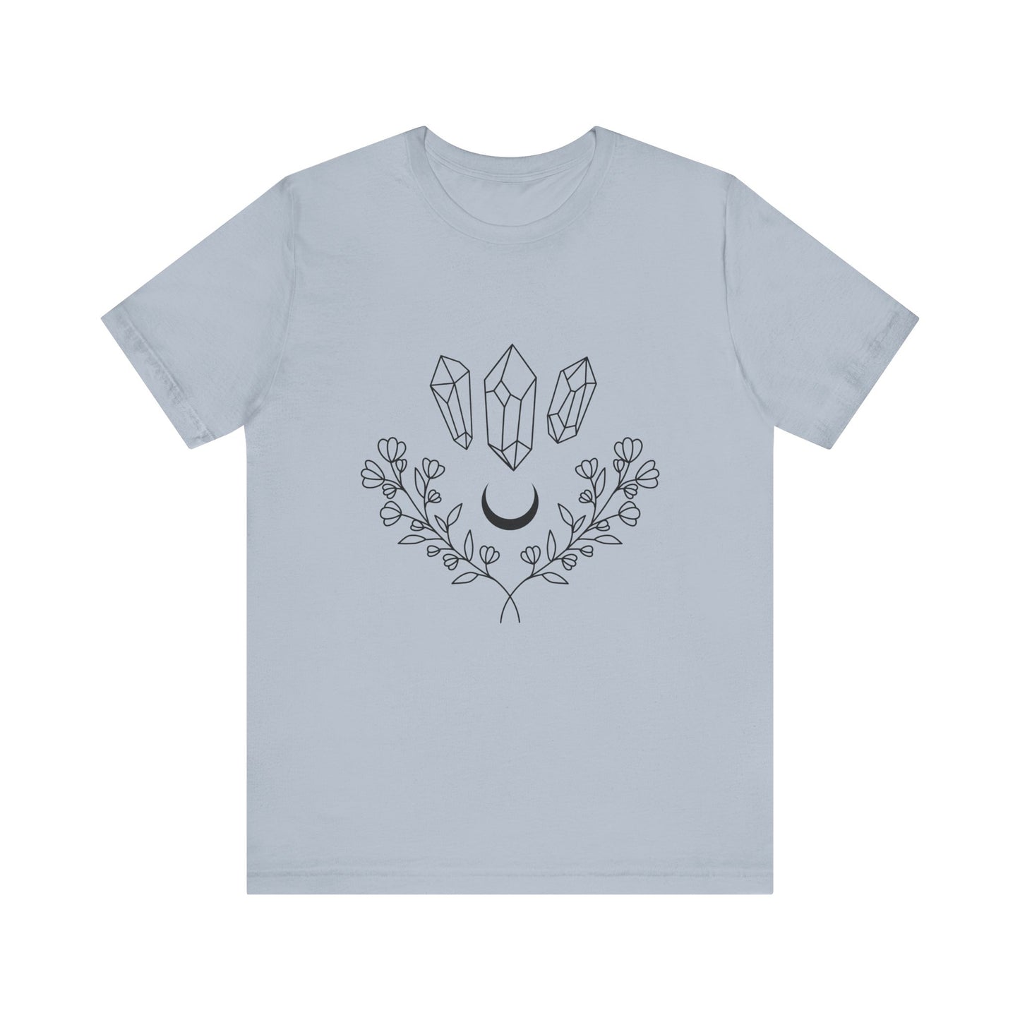 Crystal Floral T-shirt, Mystical Shirt, Boho T-shirt, Inspirational T-shirt, Bohemian T-shirt, Moon and Stars T-Shirt, Gift for Her