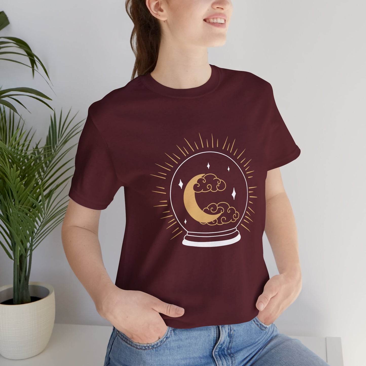 Celestial Crystal Ball T-shirt, Boho T-shirt, Inspirational T-shirt, Bohemian T-shirt, Moon and Stars T-Shirt, Gift Travel Shirt