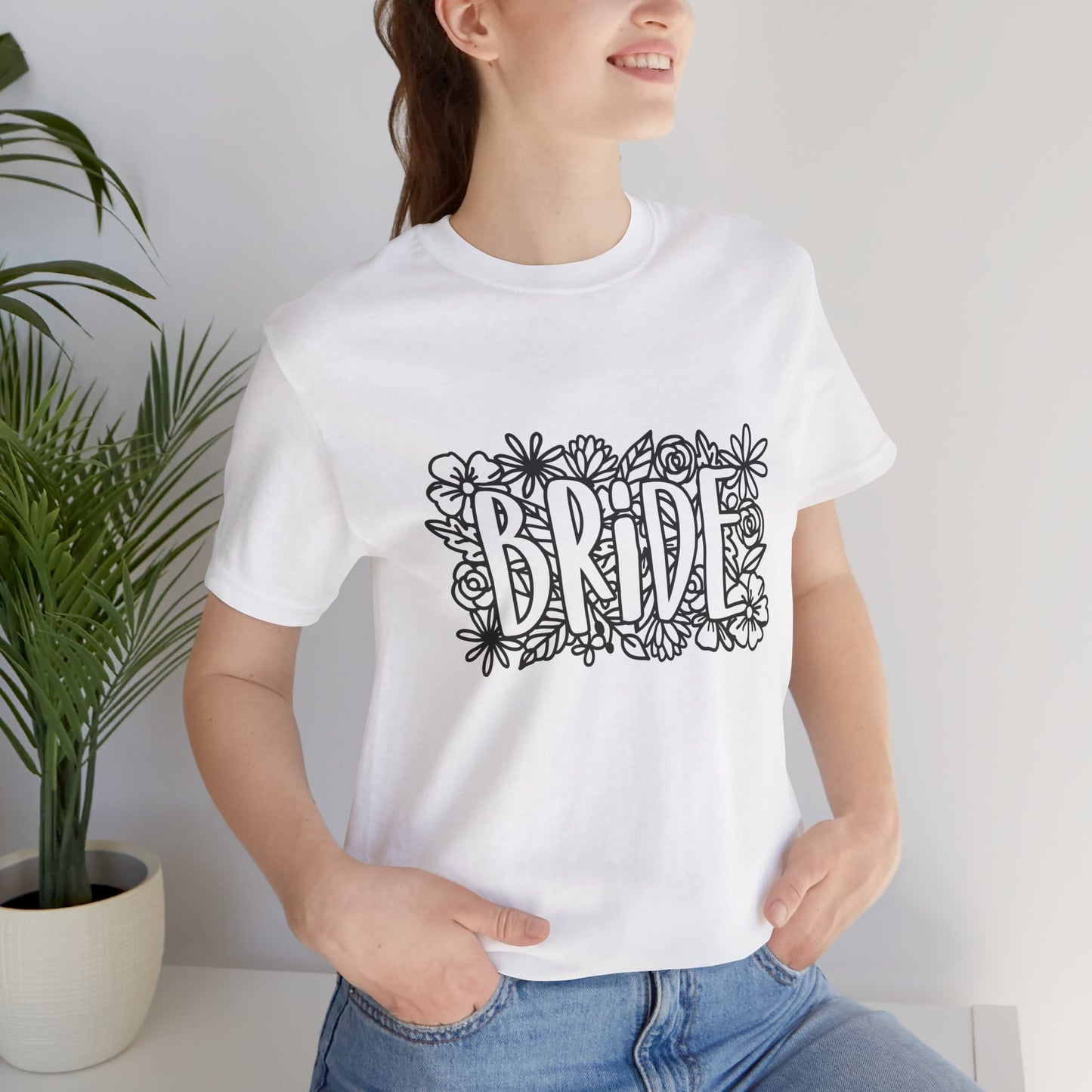 Floral Bride T-shirt, Bride Flowers Shirt, Wedding Shirt, Bride Tee, Bridal Shower Shirt, Gift Shirt for Bride, Bachelorette Party Shirt