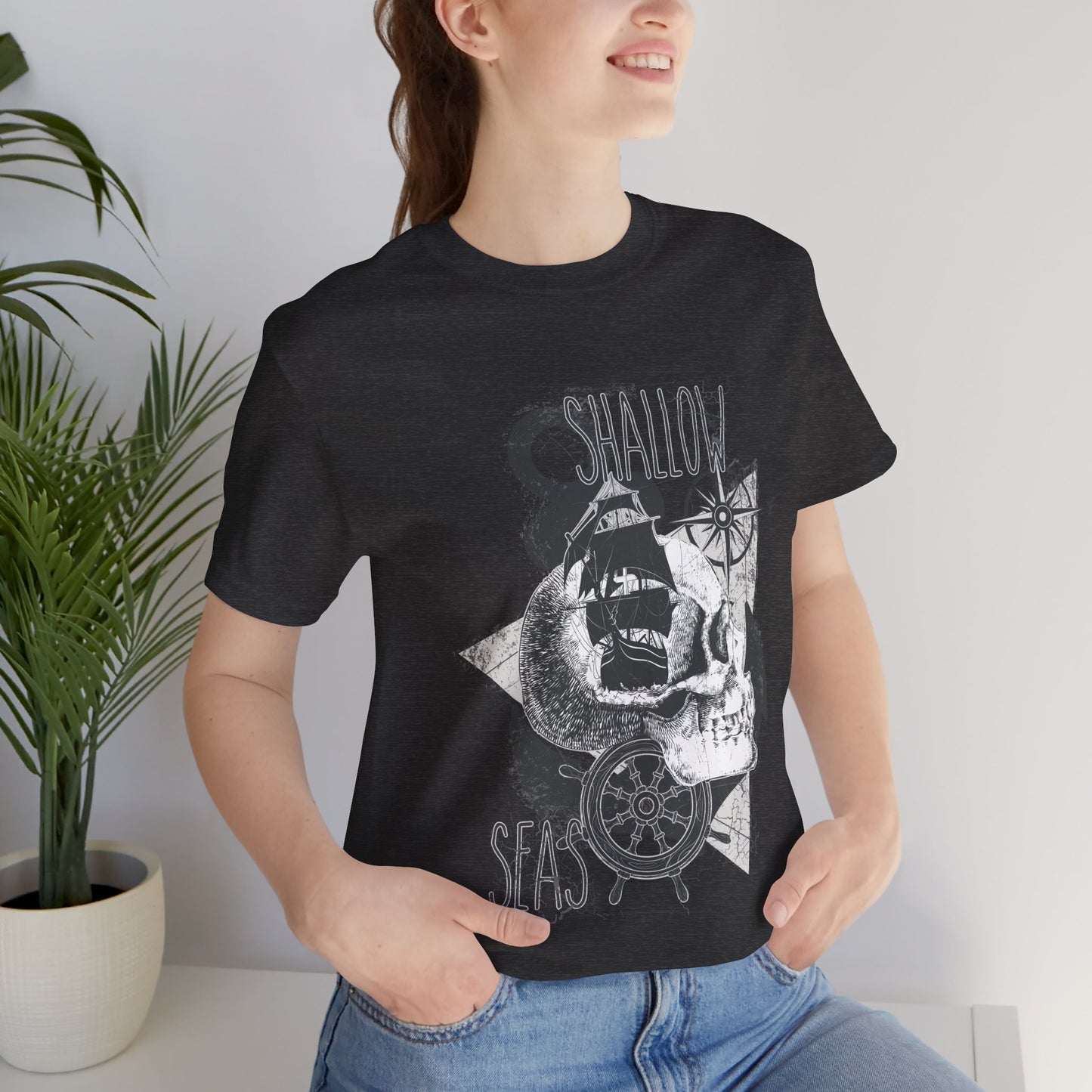 Shallow Seas T-shirt, Sea T-shirt, Nautical Shirt, Skull Shirt, T-shirt with Compass, Sea Shirt, Travel T-Shirt, Outdoors Shirt