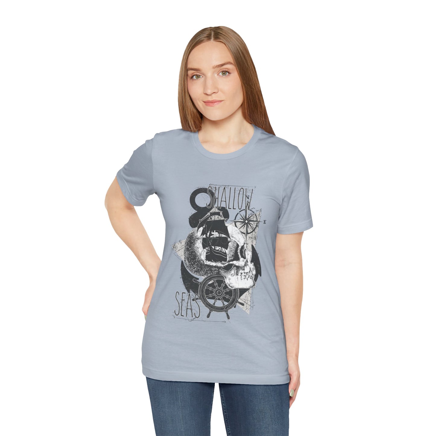 Shallow Seas T-shirt, Sea T-shirt, Nautical Shirt, Skull Shirt, T-shirt with Compass, Sea Shirt, Travel T-Shirt, Outdoors Shirt