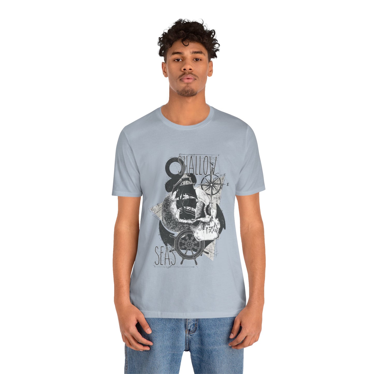 Shallow Seas T-shirt, Sea T-shirt, Nautical Shirt, Skull Shirt, T-shirt with Compass, Sea Shirt, Travel T-Shirt, Outdoors Shirt