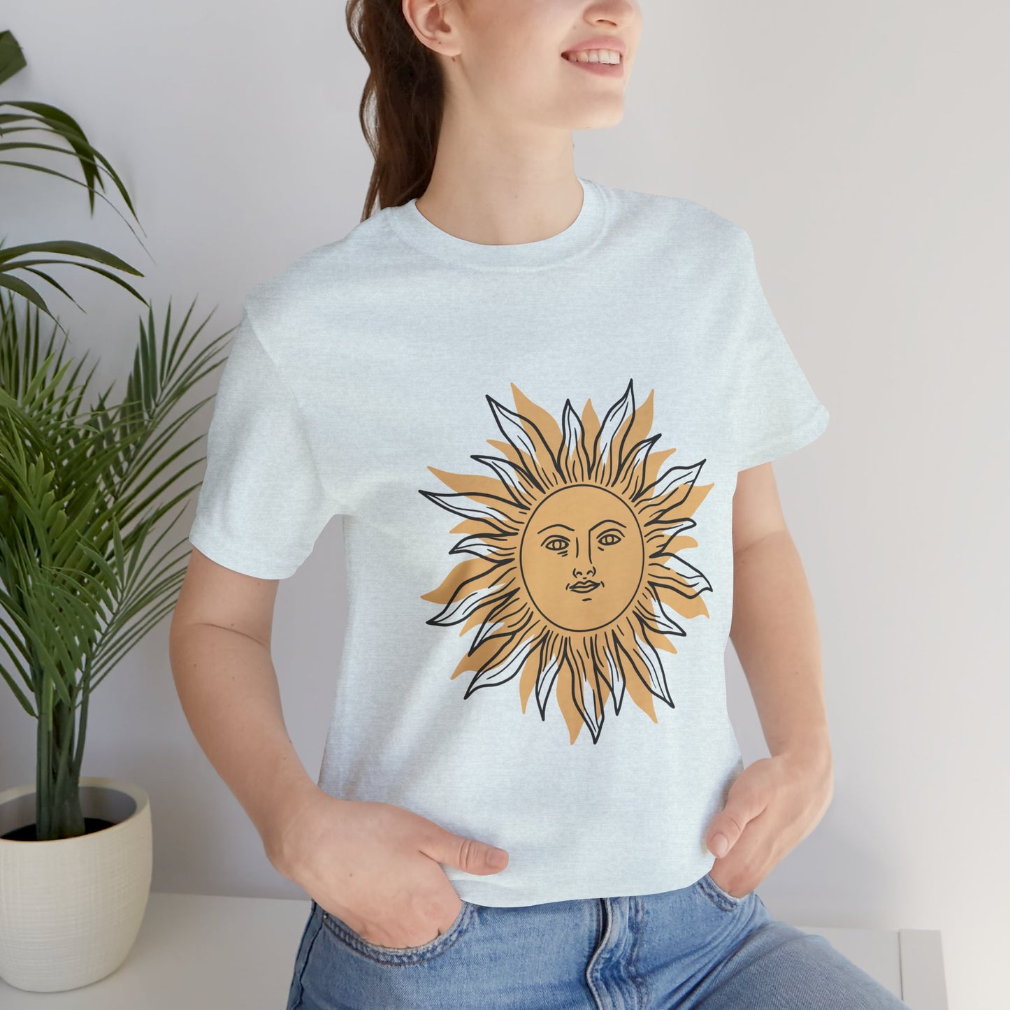 Sun Face T-shirt, Mystical Shirt, Boho T-shirt, Solar T-shirt, Moon and Stars T-Shirt, Bohemian T-shirt, Astrologic Shirt, Gift for Her