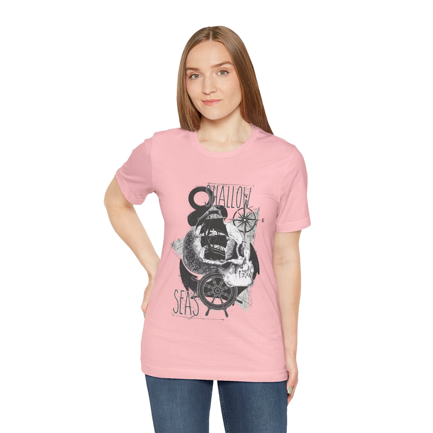Shallow Seas T-shirt, Sea T-shirt, Nautical Shirt, Skull Shirt, T-shirt with Compass, Sea Shirt, Travel T-Shirt, Outdoors Shirt