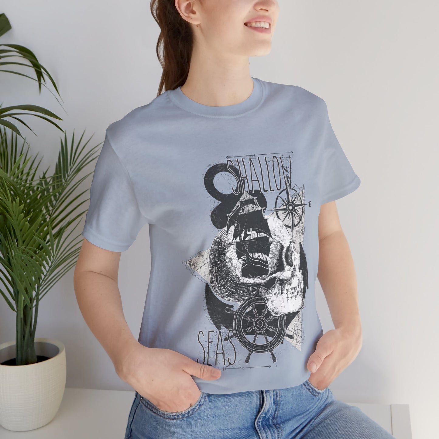 Shallow Seas T-shirt, Sea T-shirt, Nautical Shirt, Skull Shirt, T-shirt with Compass, Sea Shirt, Travel T-Shirt, Outdoors Shirt