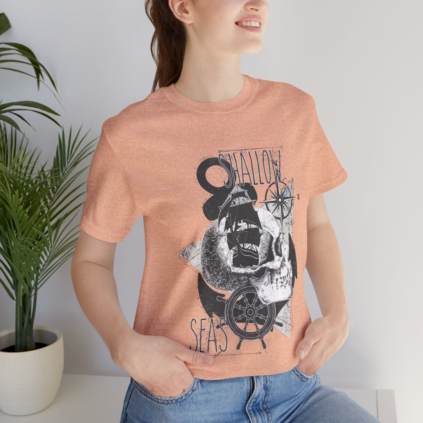 Shallow Seas T-shirt, Sea T-shirt, Nautical Shirt, Skull Shirt, T-shirt with Compass, Sea Shirt, Travel T-Shirt, Outdoors Shirt