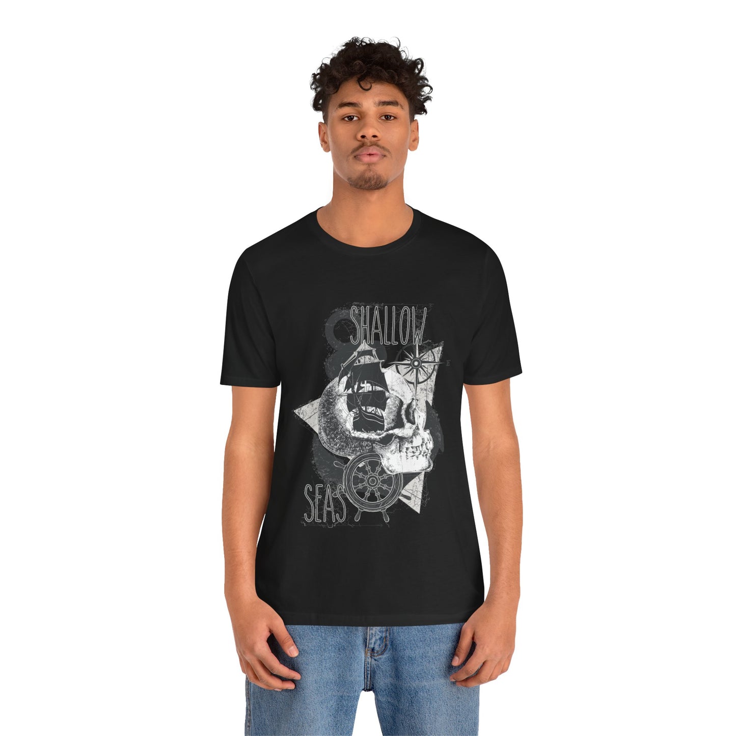 Shallow Seas T-shirt, Sea T-shirt, Nautical Shirt, Skull Shirt, T-shirt with Compass, Sea Shirt, Travel T-Shirt, Outdoors Shirt