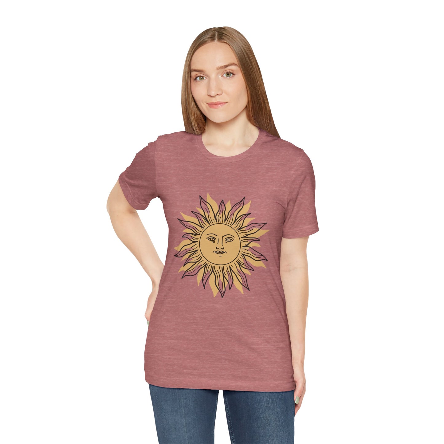 Sun Face T-shirt, Mystical Shirt, Boho T-shirt, Solar T-shirt, Moon and Stars T-Shirt, Bohemian T-shirt, Astrologic Shirt, Gift for Her