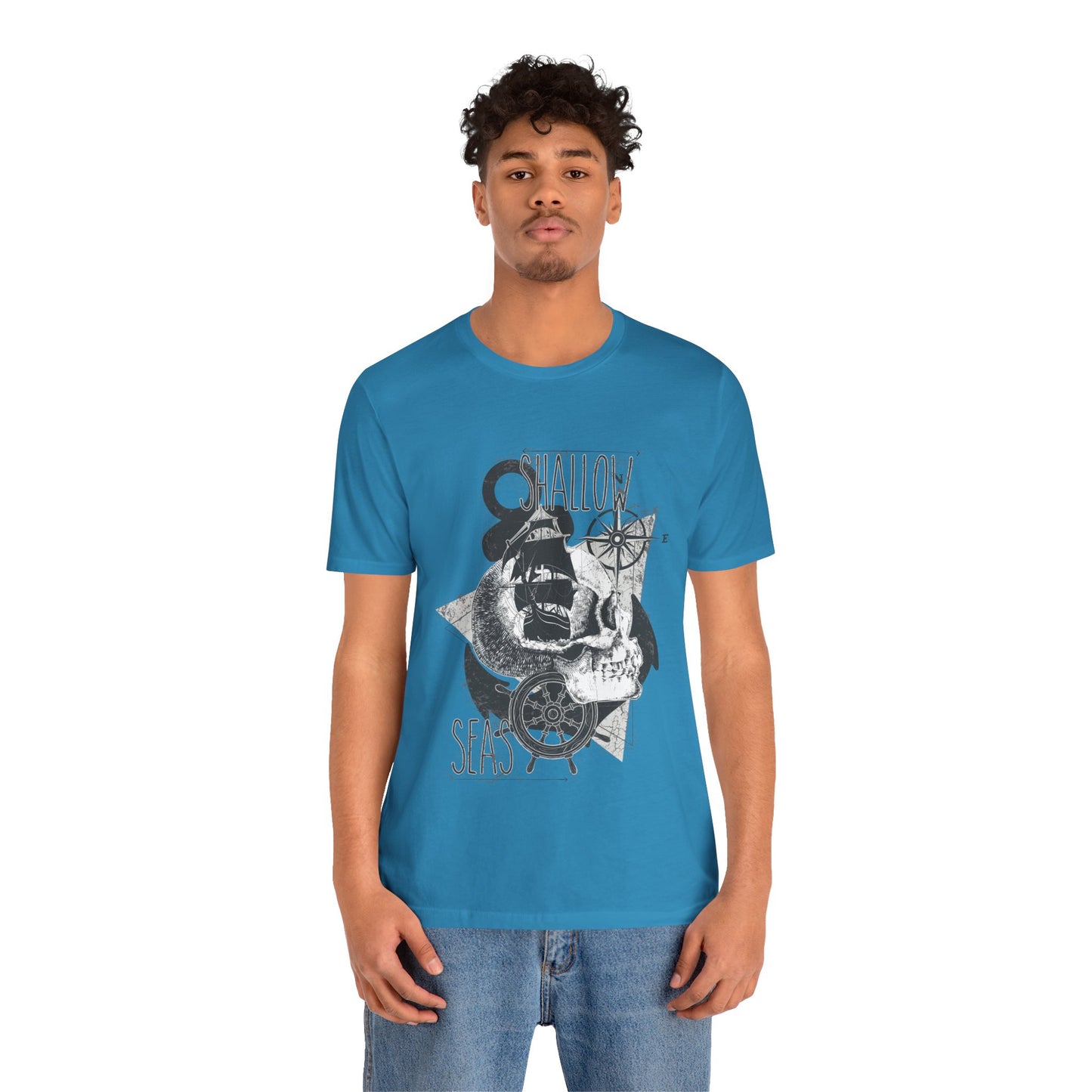 Shallow Seas T-shirt, Sea T-shirt, Nautical Shirt, Skull Shirt, T-shirt with Compass, Sea Shirt, Travel T-Shirt, Outdoors Shirt
