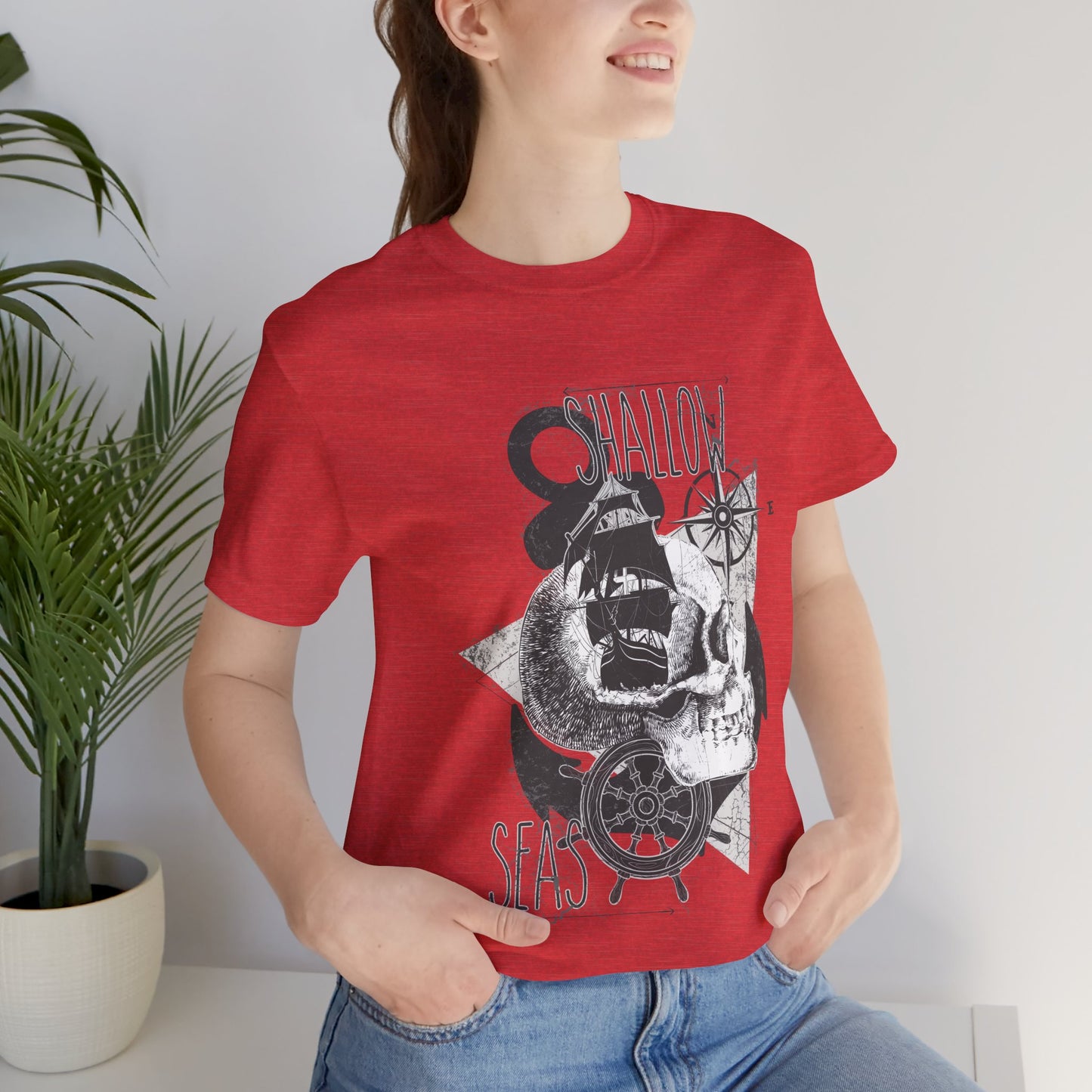 Shallow Seas T-shirt, Sea T-shirt, Nautical Shirt, Skull Shirt, T-shirt with Compass, Sea Shirt, Travel T-Shirt, Outdoors Shirt
