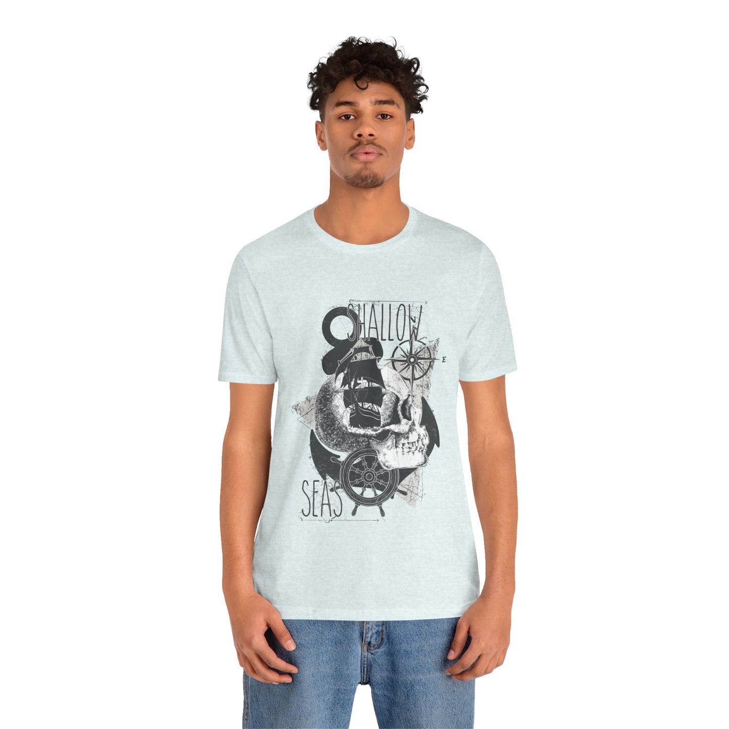 Shallow Seas T-shirt, Sea T-shirt, Nautical Shirt, Skull Shirt, T-shirt with Compass, Sea Shirt, Travel T-Shirt, Outdoors Shirt