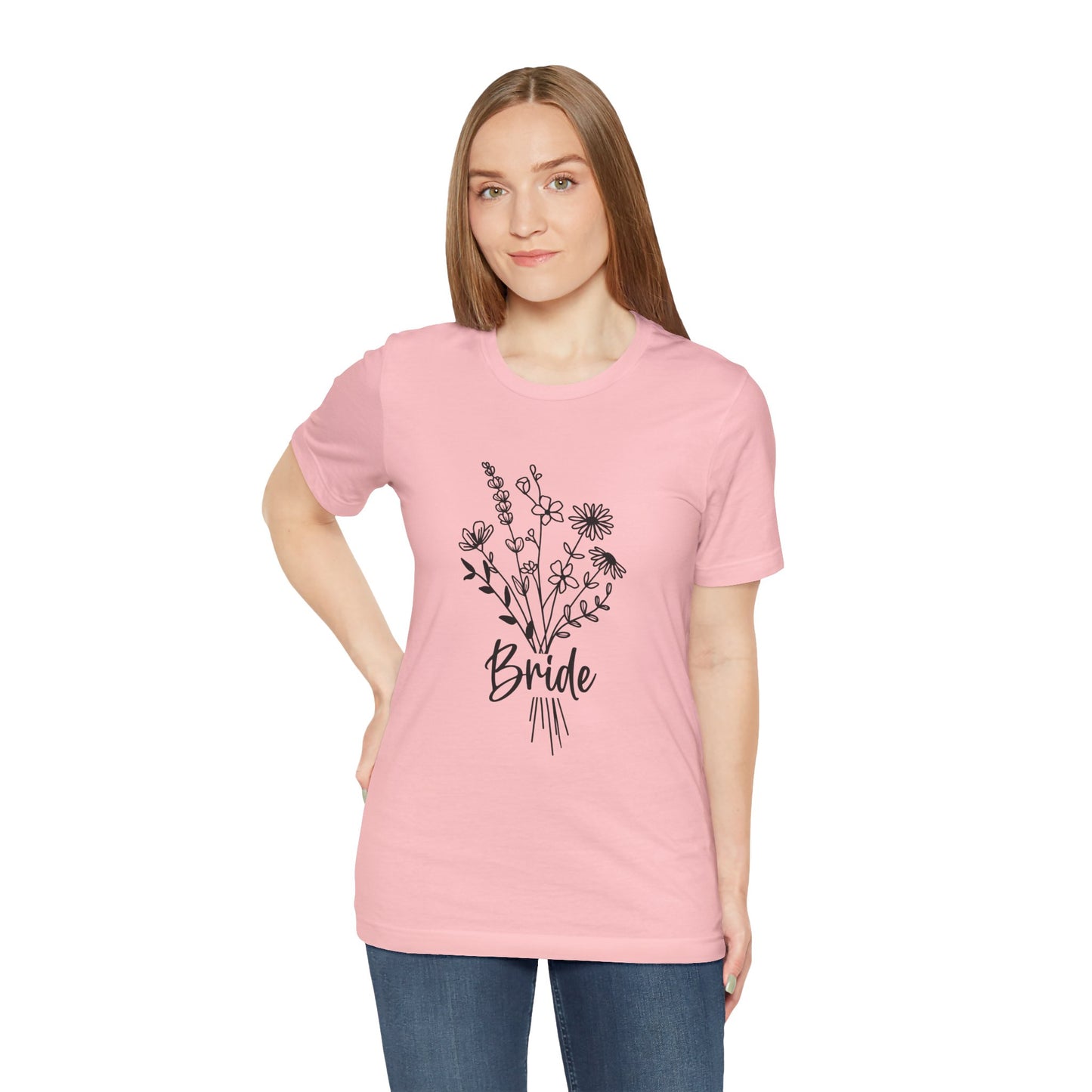 Bride T-shirt, Wedding Shirt, Wildflower Bouquet Floral Shirt, Bride Tee, Bachelorette Shirt, Gift Shirt for Bride, Bridal Shower Shirt