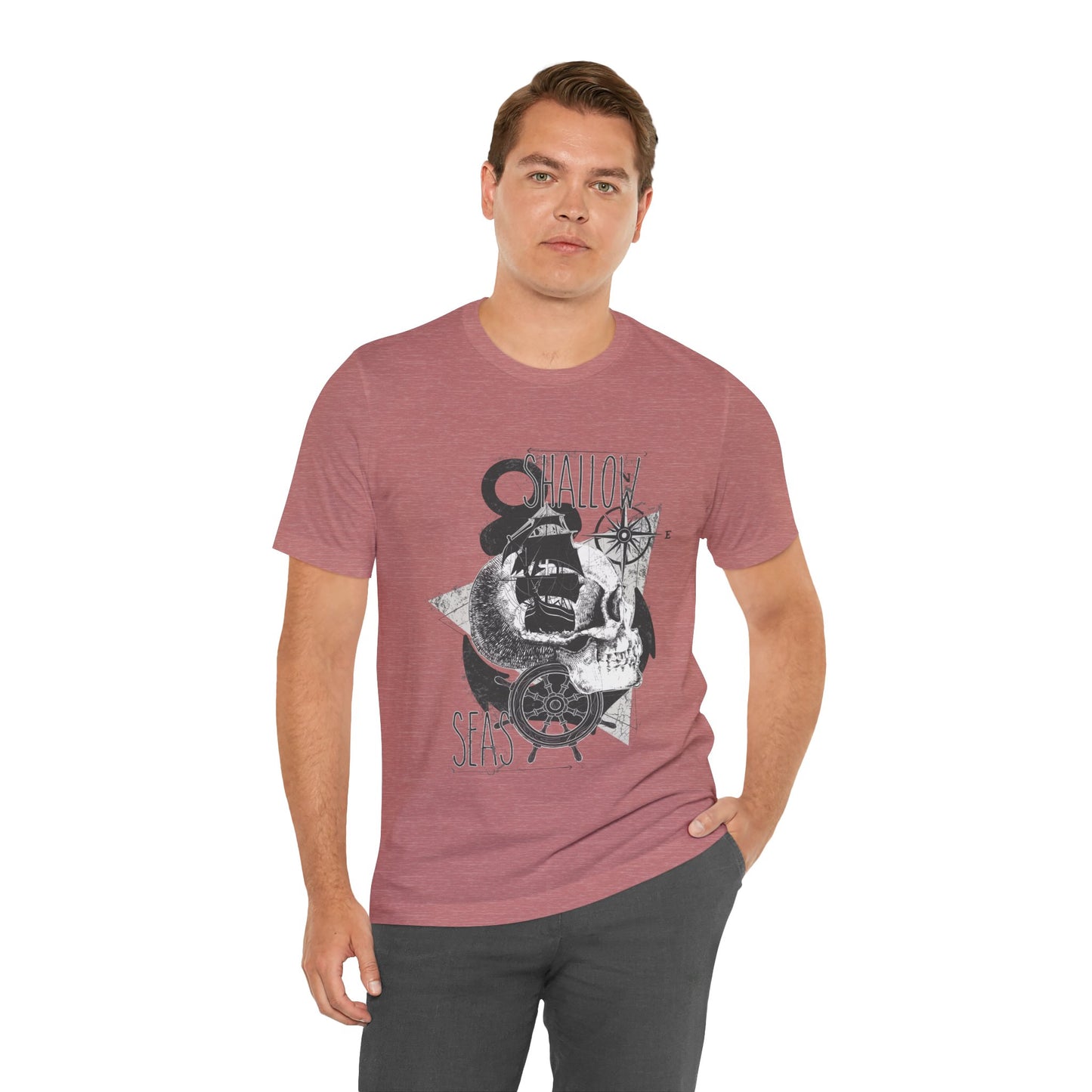 Shallow Seas T-shirt, Sea T-shirt, Nautical Shirt, Skull Shirt, T-shirt with Compass, Sea Shirt, Travel T-Shirt, Outdoors Shirt