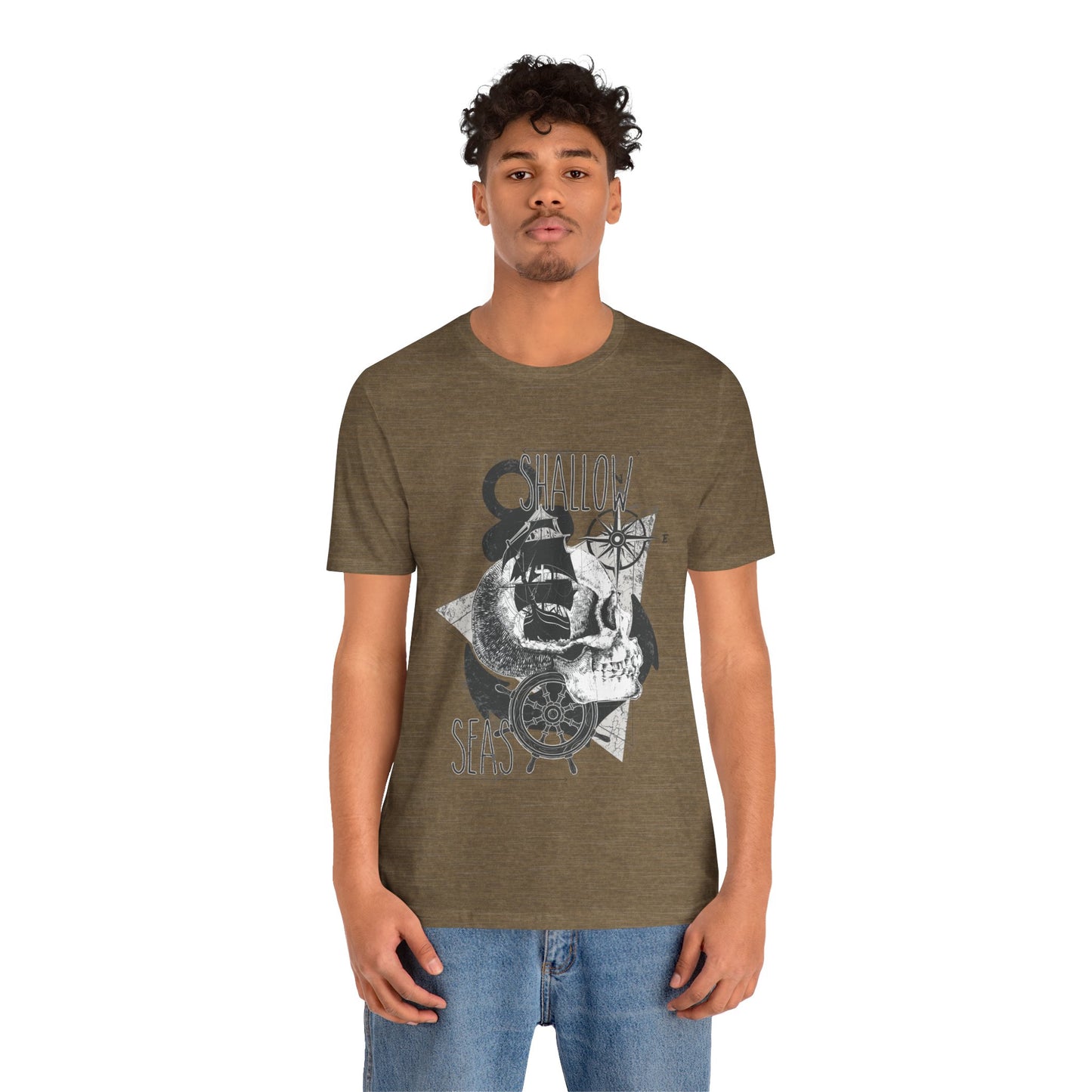 Shallow Seas T-shirt, Sea T-shirt, Nautical Shirt, Skull Shirt, T-shirt with Compass, Sea Shirt, Travel T-Shirt, Outdoors Shirt