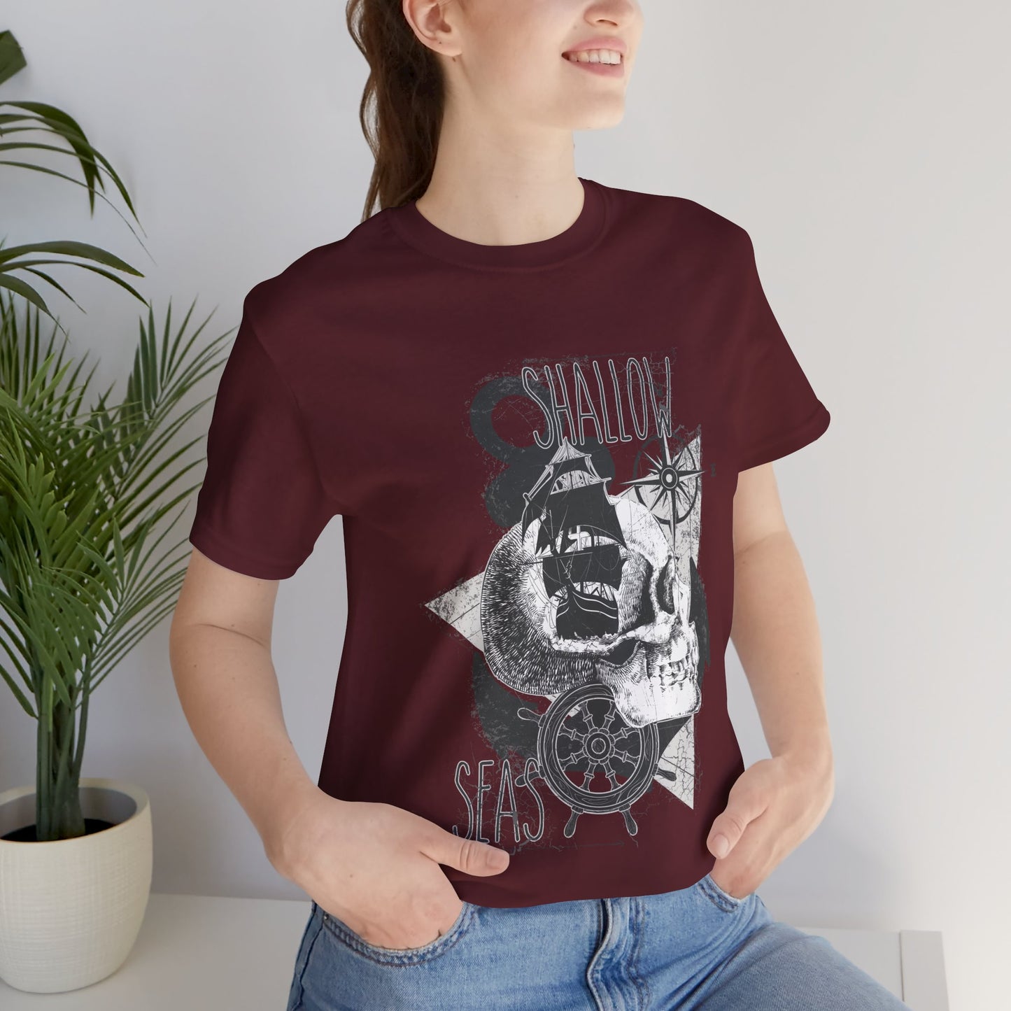 Shallow Seas T-shirt, Sea T-shirt, Nautical Shirt, Skull Shirt, T-shirt with Compass, Sea Shirt, Travel T-Shirt, Outdoors Shirt