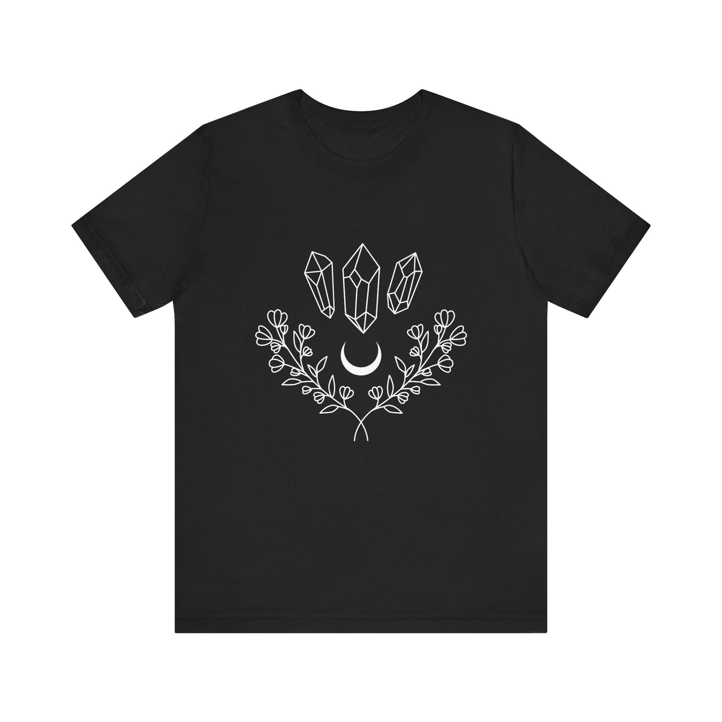 Crystal Floral T-shirt, Mystical Shirt, Boho T-shirt, Inspirational T-shirt, Bohemian T-shirt, Moon and Stars T-Shirt, Gift for Her