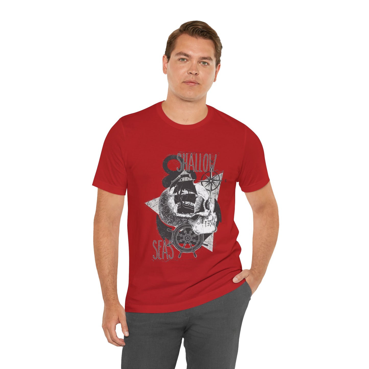 Shallow Seas T-shirt, Sea T-shirt, Nautical Shirt, Skull Shirt, T-shirt with Compass, Sea Shirt, Travel T-Shirt, Outdoors Shirt