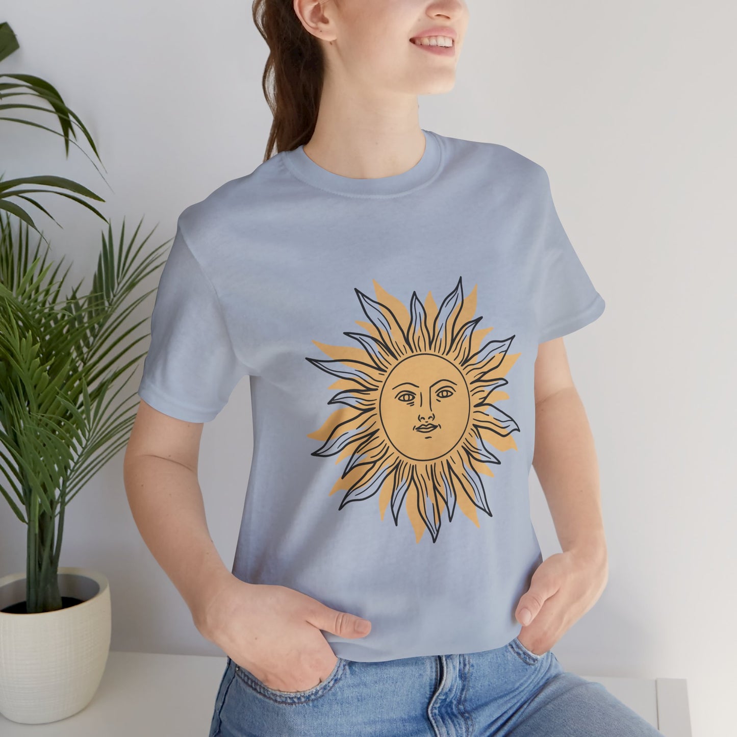 Sun Face T-shirt, Mystical Shirt, Boho T-shirt, Solar T-shirt, Moon and Stars T-Shirt, Bohemian T-shirt, Astrologic Shirt, Gift for Her