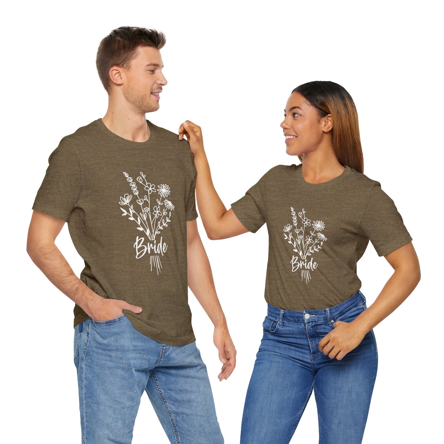 Bride T-shirt, Wedding Shirt, Wildflower Bouquet Floral Shirt, Bride Tee, Bachelorette Shirt, Gift Shirt for Bride, Bridal Shower Shirt
